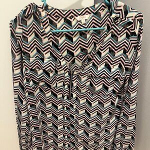 Candie's Women's Long-Sleeve Chevron Blouse - Multicolor